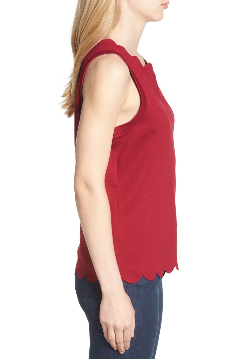 Scallop Edge Sleeveless Top, Alternate, color, RED