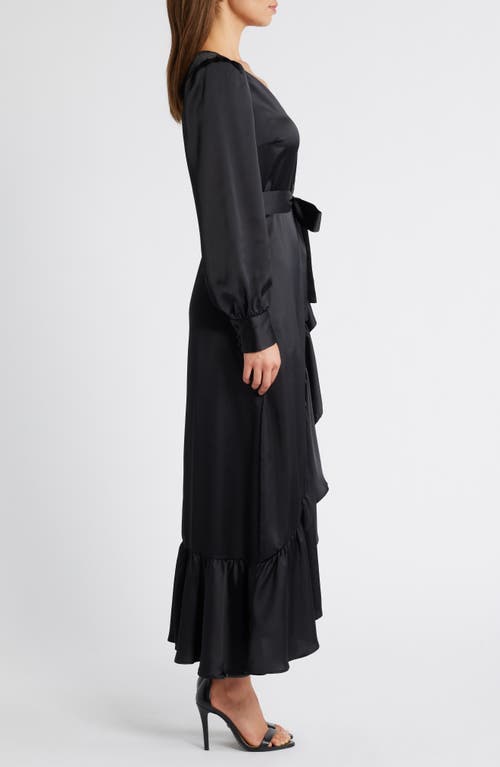 CHELSEA28 CHELSEA28 RUFFLE LONG SLEEVE FAUX WRAP MAXI DRESS