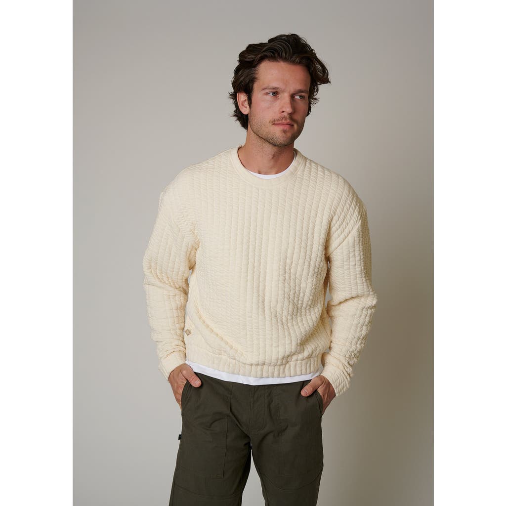 Leisure Lab Quilt Crewneck Sweater In Ivory