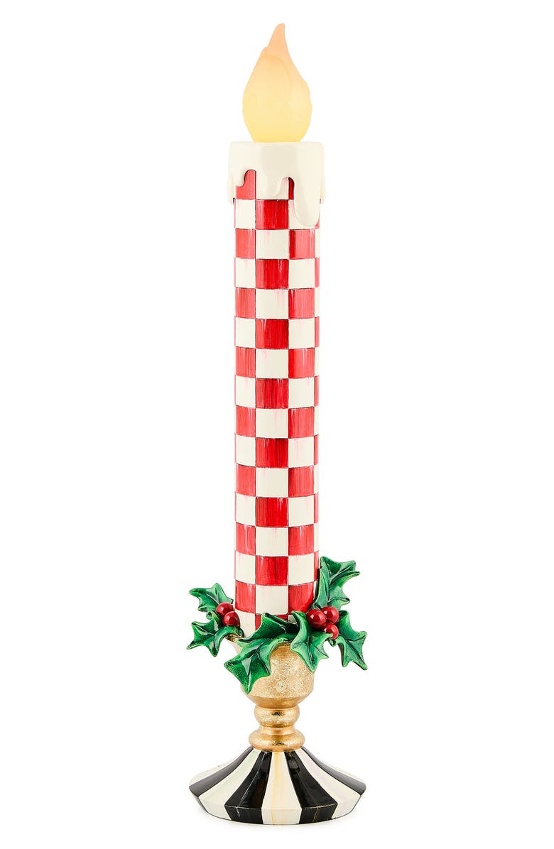 MACKENZIE CHILDS Check It Out Red Illuminated Retro Candle, Main, color, Red