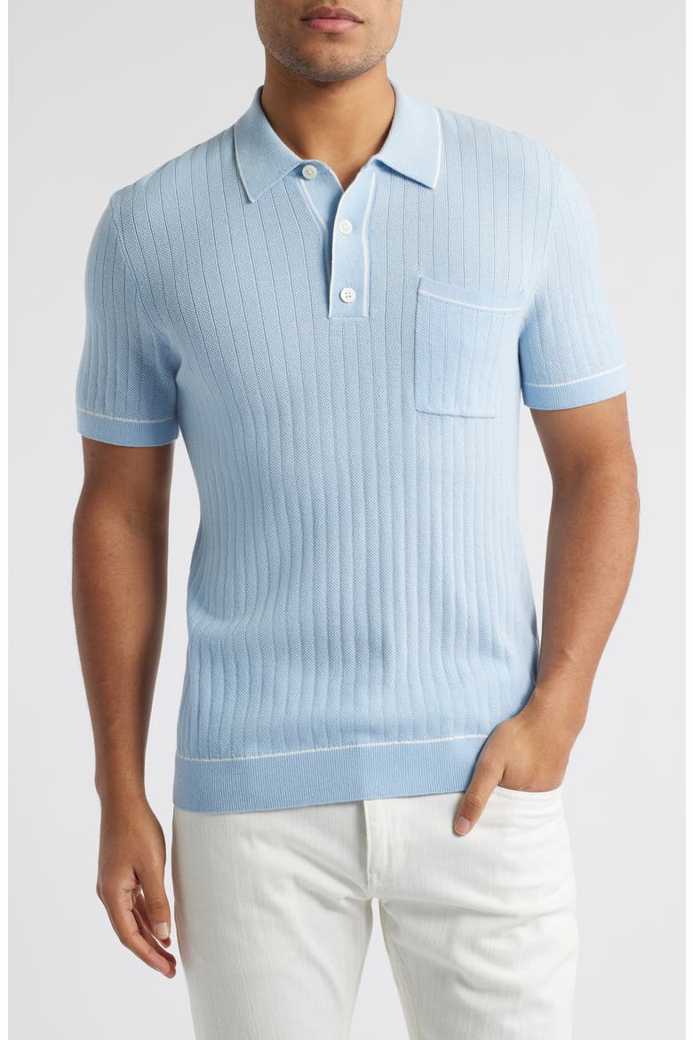Hardy Piped Polo, Main, color, LIGHT BLUE