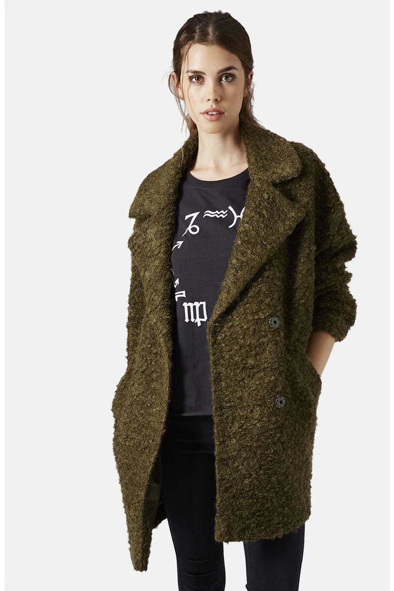 'Amelie' Slouchy Boyfriend Coat, Main, color, OLIVE
