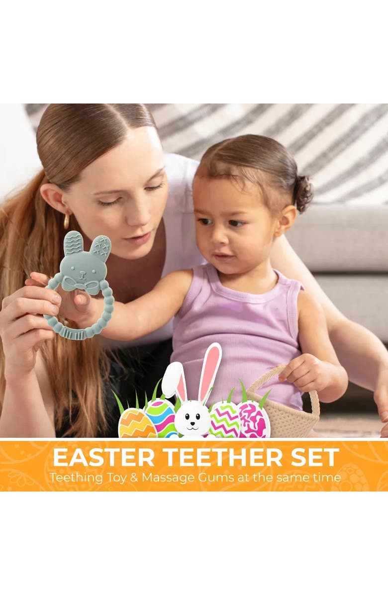 Sperric Easter Plush Bunny and Silicone Teether Gift Set 3-Piece, Alternate, color, Multicolor