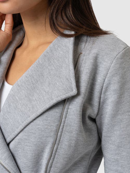 Saint + Sofia Cotton Biker Jacket In Gray