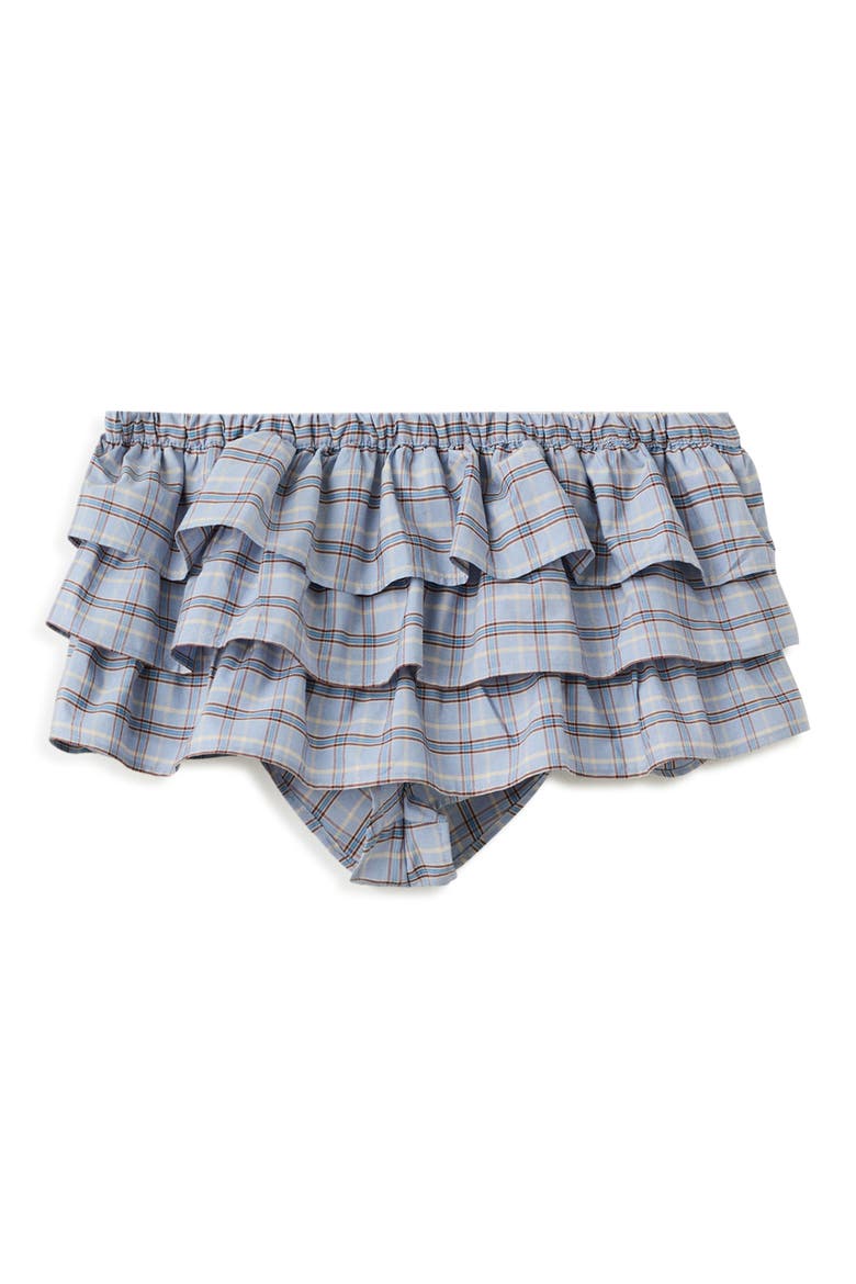Ruffled Check Shorts, Main, color, BLUE