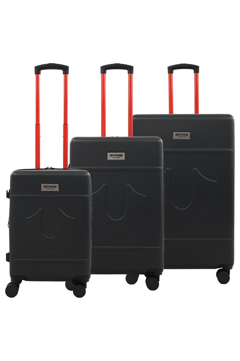 Molded U 3-Piece Hardside Spinner Luggage Set 22", 26.5" & 30.5" Expandable Suitcases, Alternate, color, BLACK