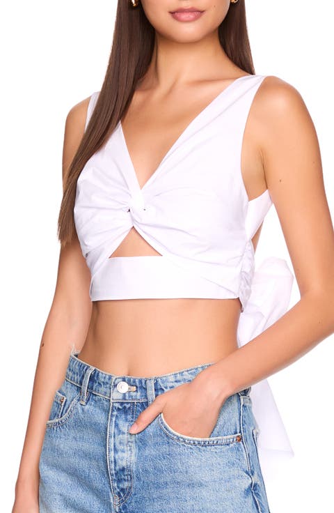Twist Front Back Tie Cotton Poplin Top