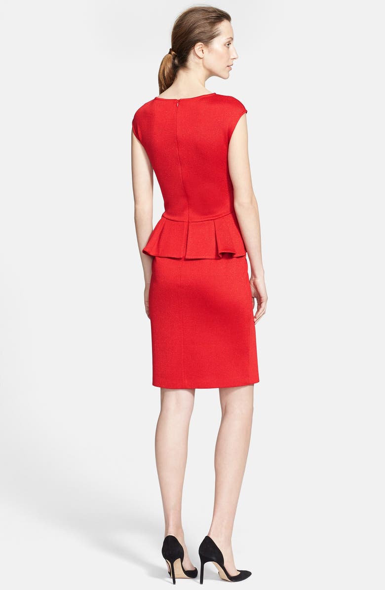 St. John Collection Shimmer Milano Knit Peplum Dress, Alternate, color,