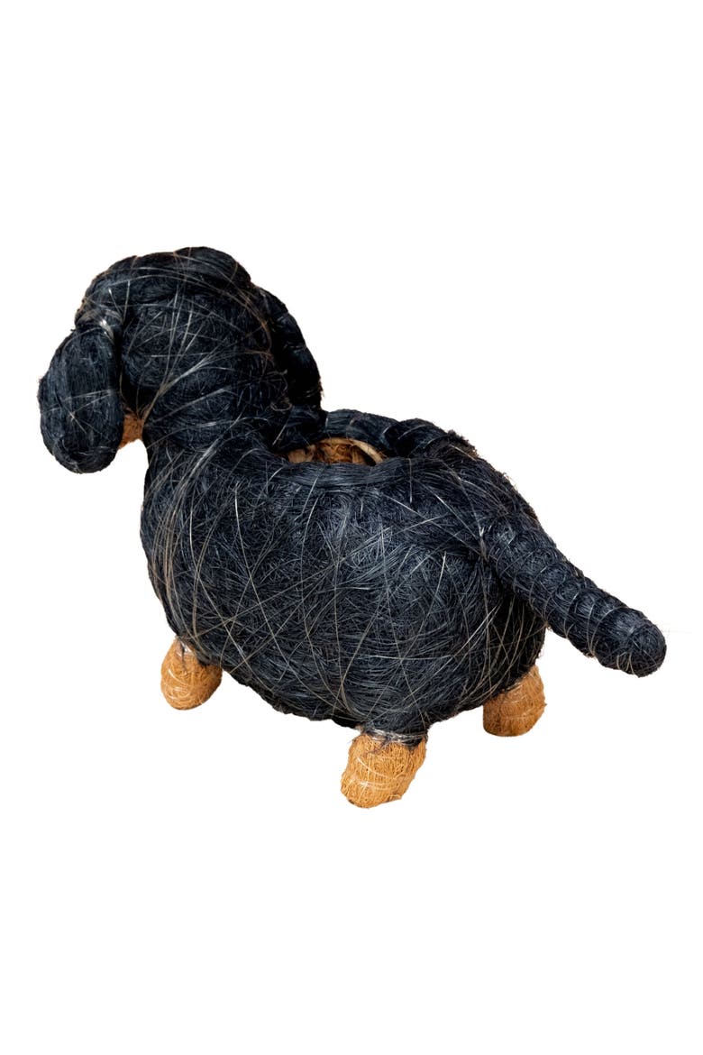 Baby Dachshund Handwoven Planter, Alternate, color, BLACK / BROWN