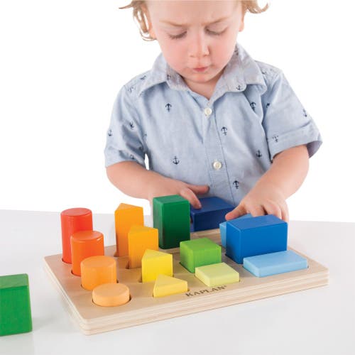 Kaplan Early Learning Company Wooden Colorful Shape And Height Sorter In Multi