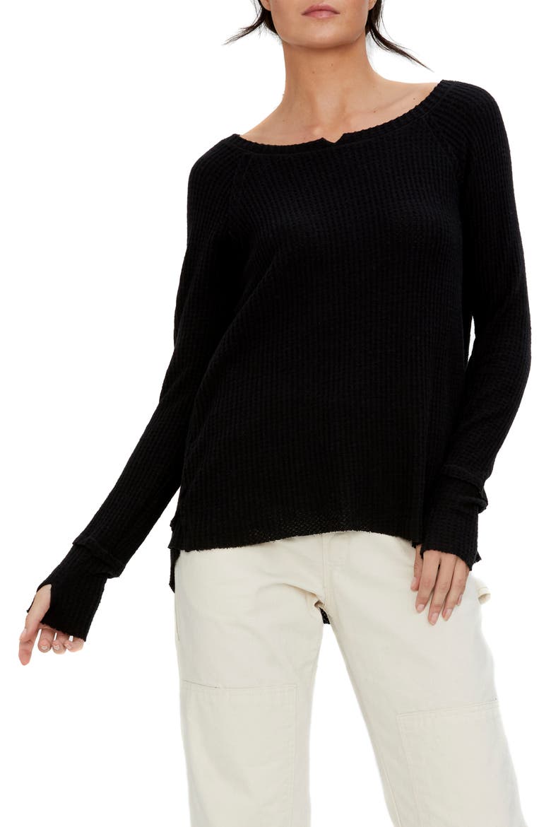 Kim Notch Thumbhole Sweater, Main, color, BLACK