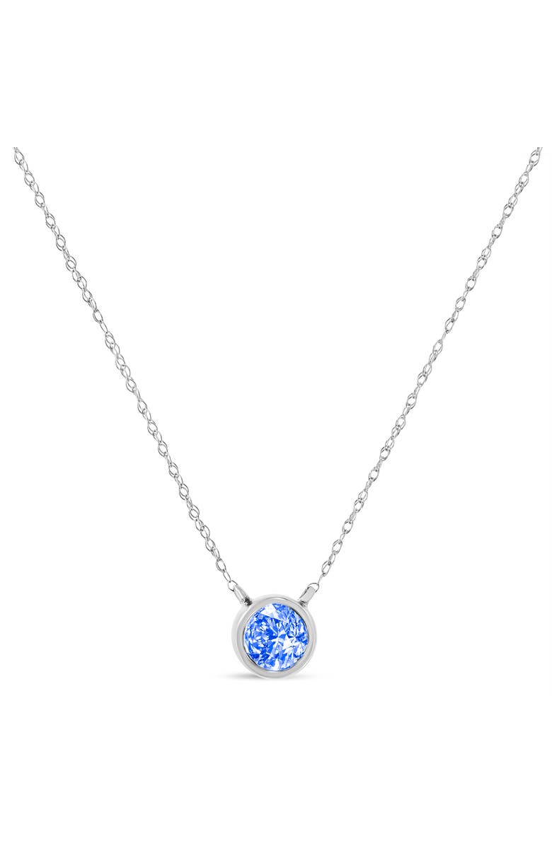 Haus of Brilliance Silver 1/10 Carat Blue Diamond Suspended Bezel-Set Solitaire Pendant Necklace, Alternate, color, Diamond