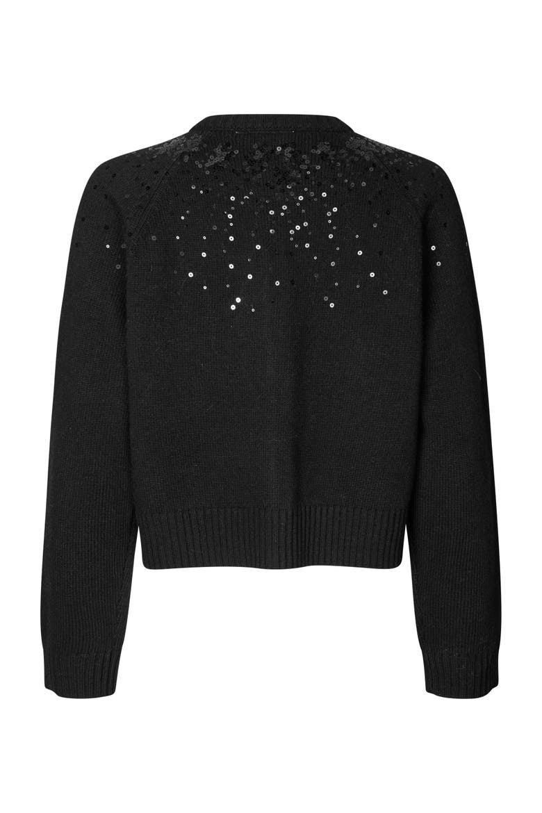 Malitana Sequined Button Front Cardigan, Alternate, color, Black