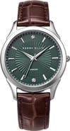 Perry Ellis Slim Diamond Leather Strap Watch, 40mm
