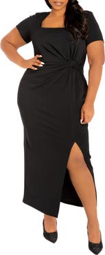 BUXOM COUTURE Gathered Waist Midi Dress