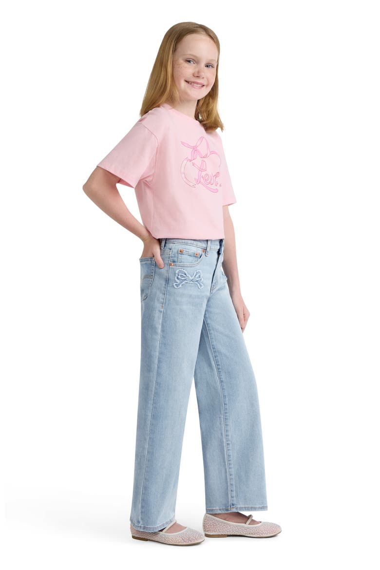 Kids' Bow Wide Leg Jeans, Alternate, color, AURA