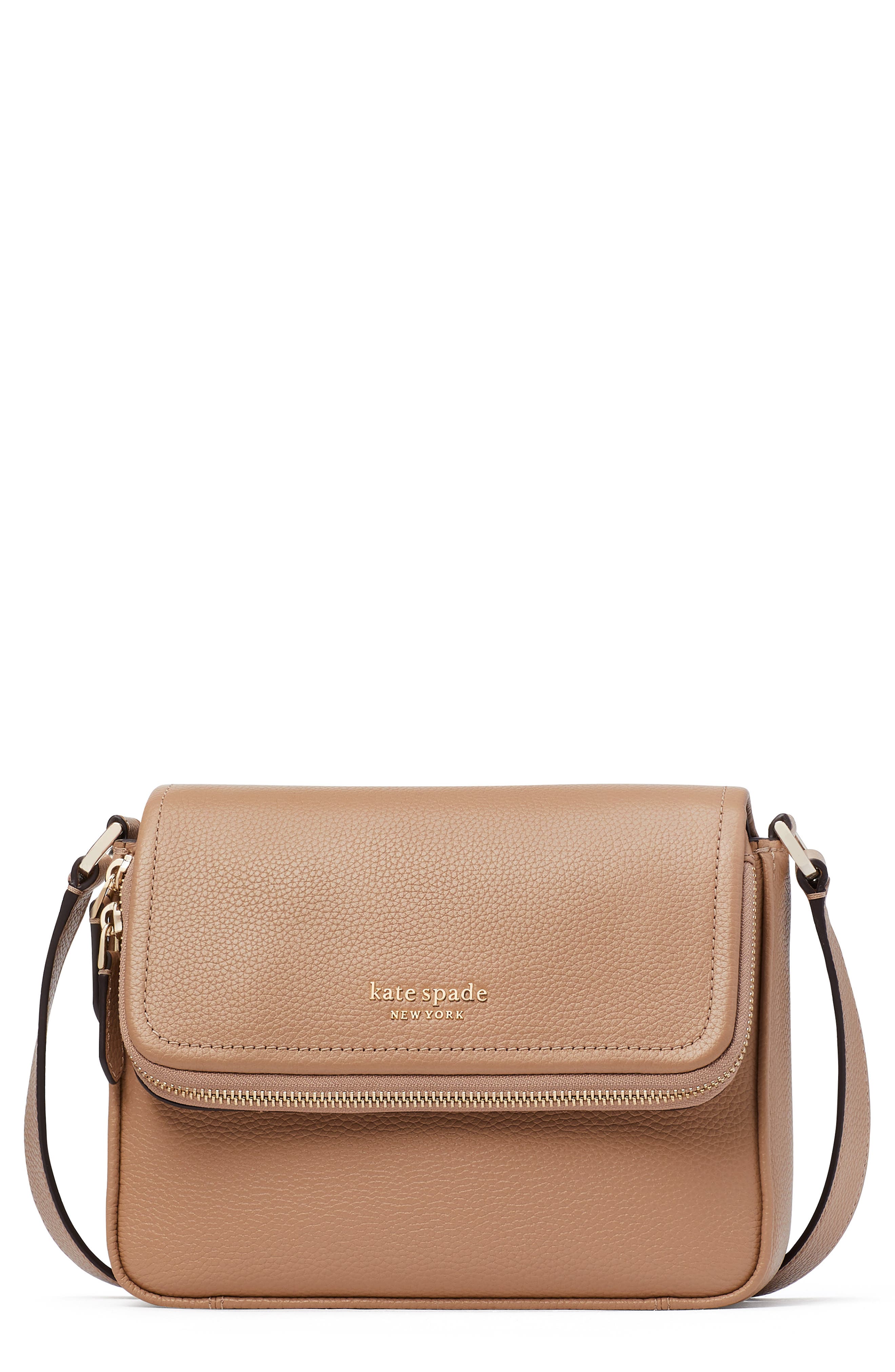 run around pebbled leather crossbody bag, Main, color, RAW PECAN