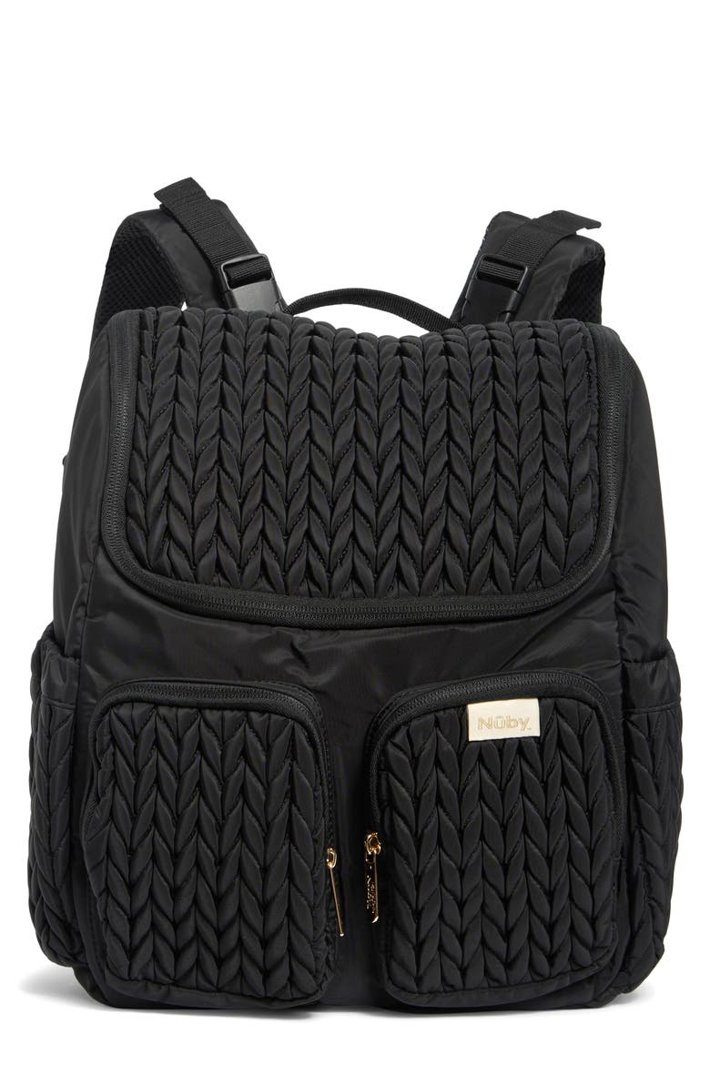 Mommy Braided Diaper Backpack, Main, color, BLACK