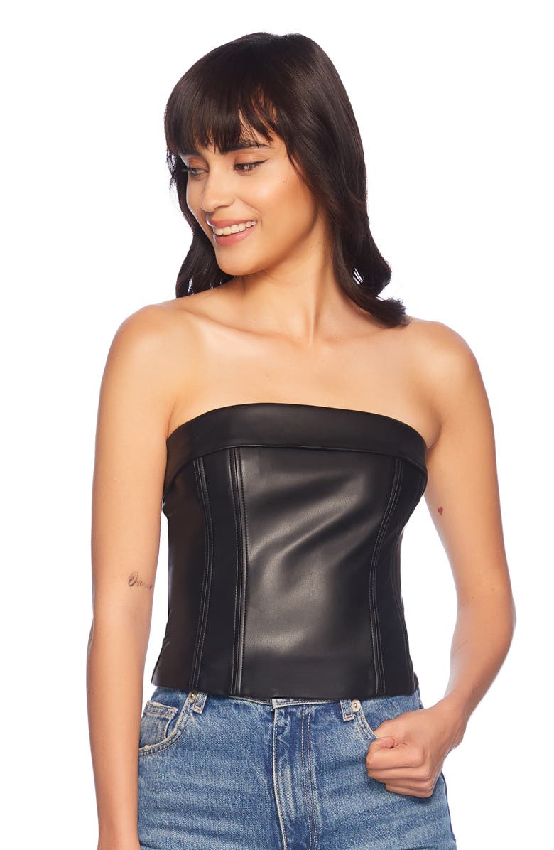 Susana Monaco Faux Leather Corset Top, Alternate, color,