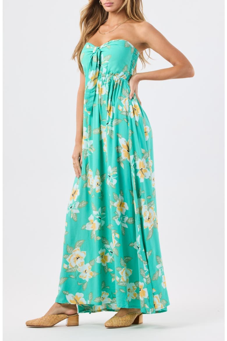Makani Floral Strapless Maxi Dress, Alternate, color, ISLAND BLOOM TEAL