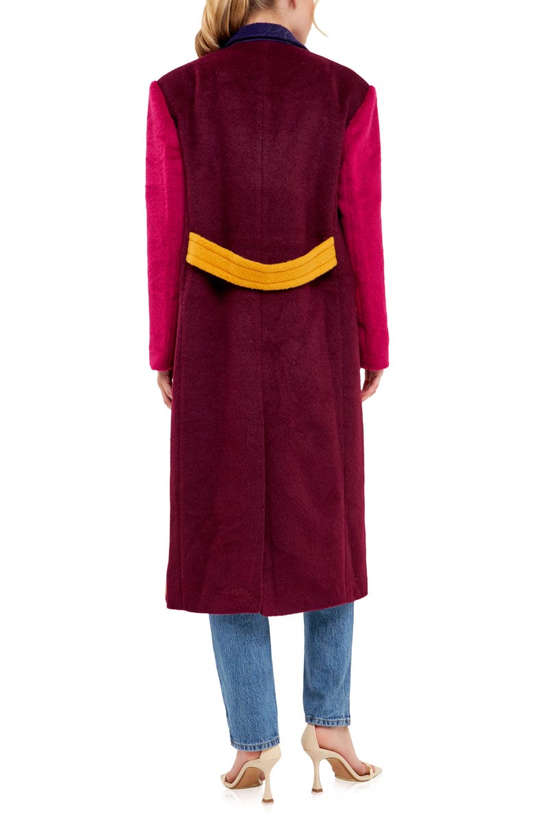 English Factory Fringe Premium Colorblock Oversized Coat, Alternate, color, Camel Multi