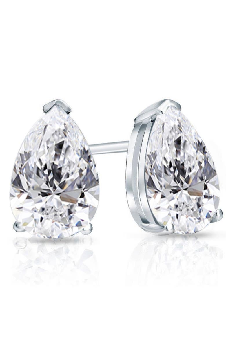 Bliss Diamond 2 Ct Lab Grown Pear Shape Diamond Studs 14k Gold Earrings, Alternate, color, 14K White Gold