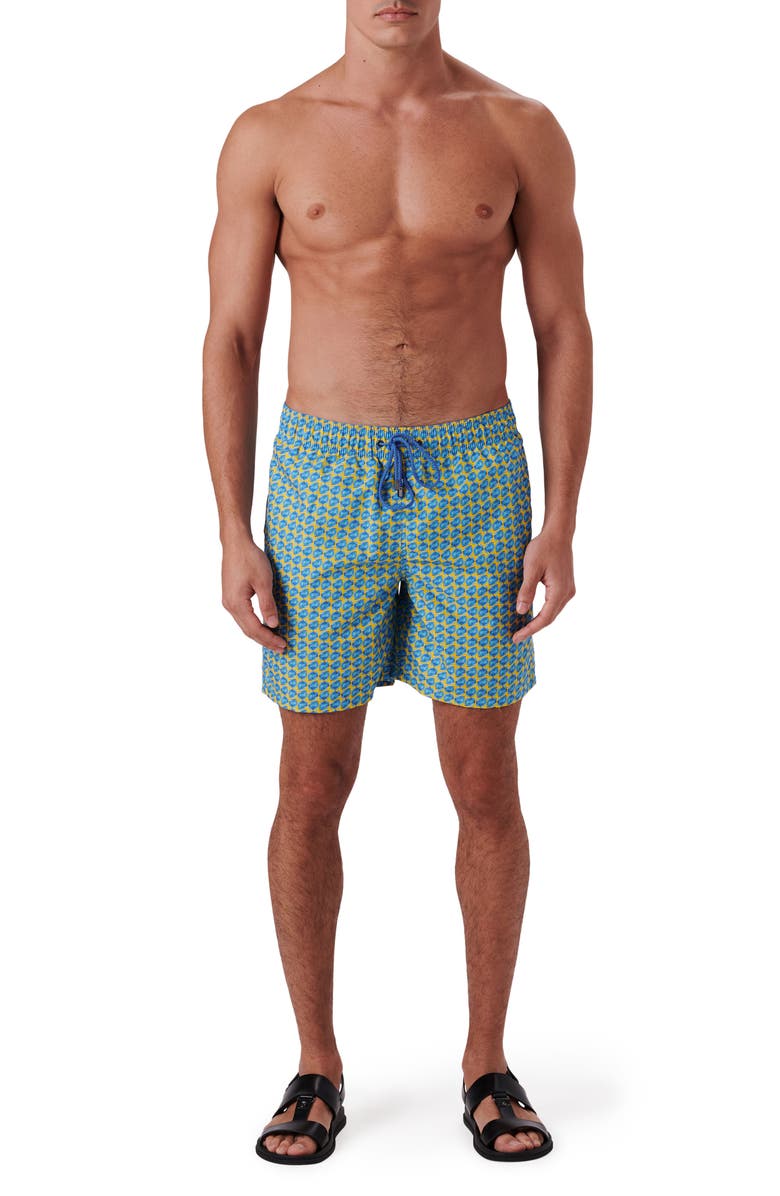 Bugatchi Cosmo Print Swim Trunks, Alternate, color, 