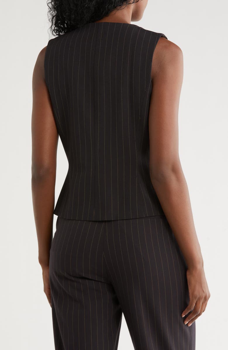 DKNY Pinstripe Vest, Alternate, color, Black/ Whisky