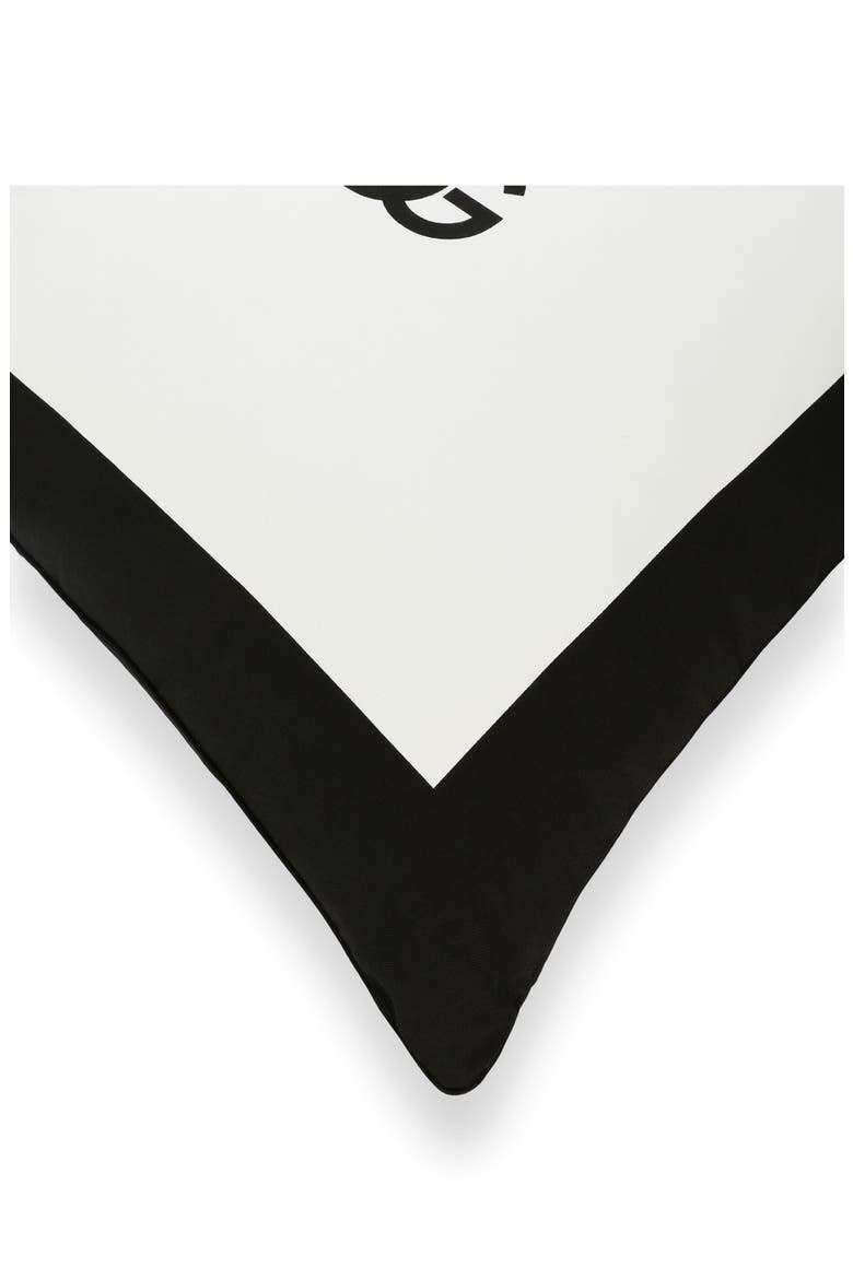 D&G Logo Cotton Gabardine Accent Pillow, Alternate, color, WHITE