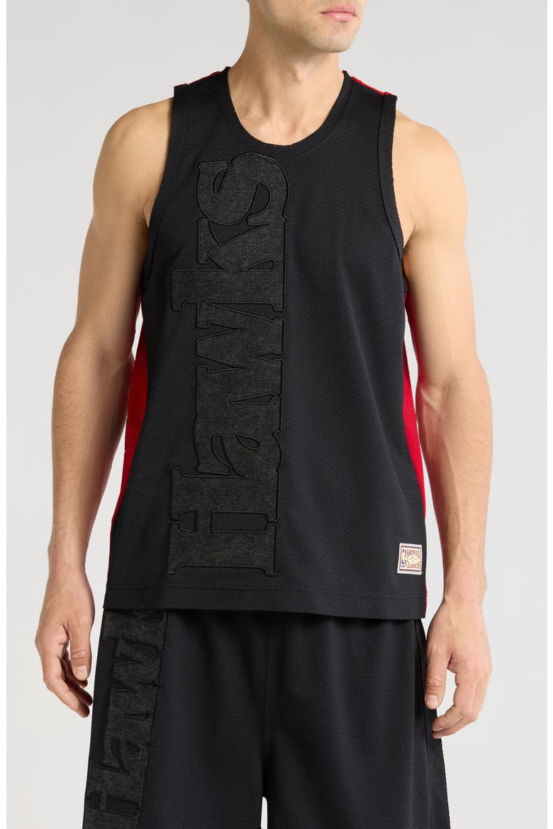 Atlanta Hawks Appliqué Mesh Jersey, Main, color, BLACK MULTI