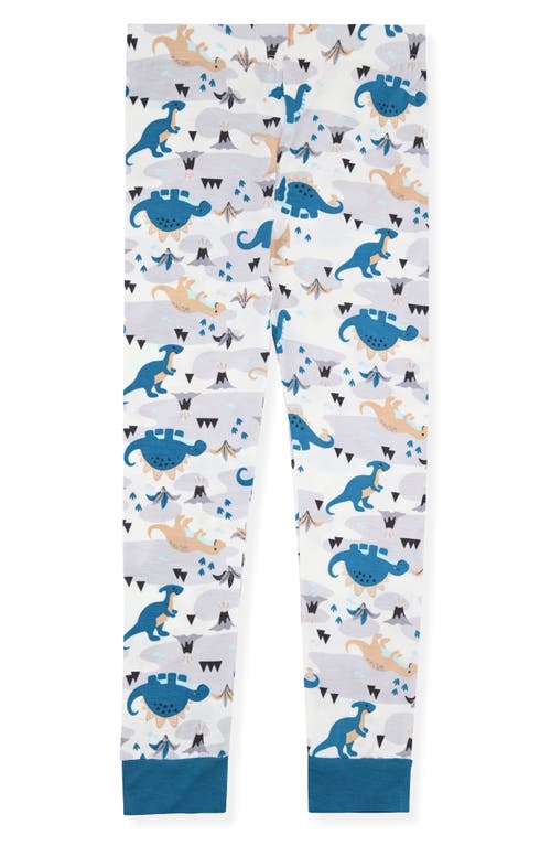 Cloud Nine Kids' Dinosaur Print Fitted Two-piece Pajama Set In Blue Multi