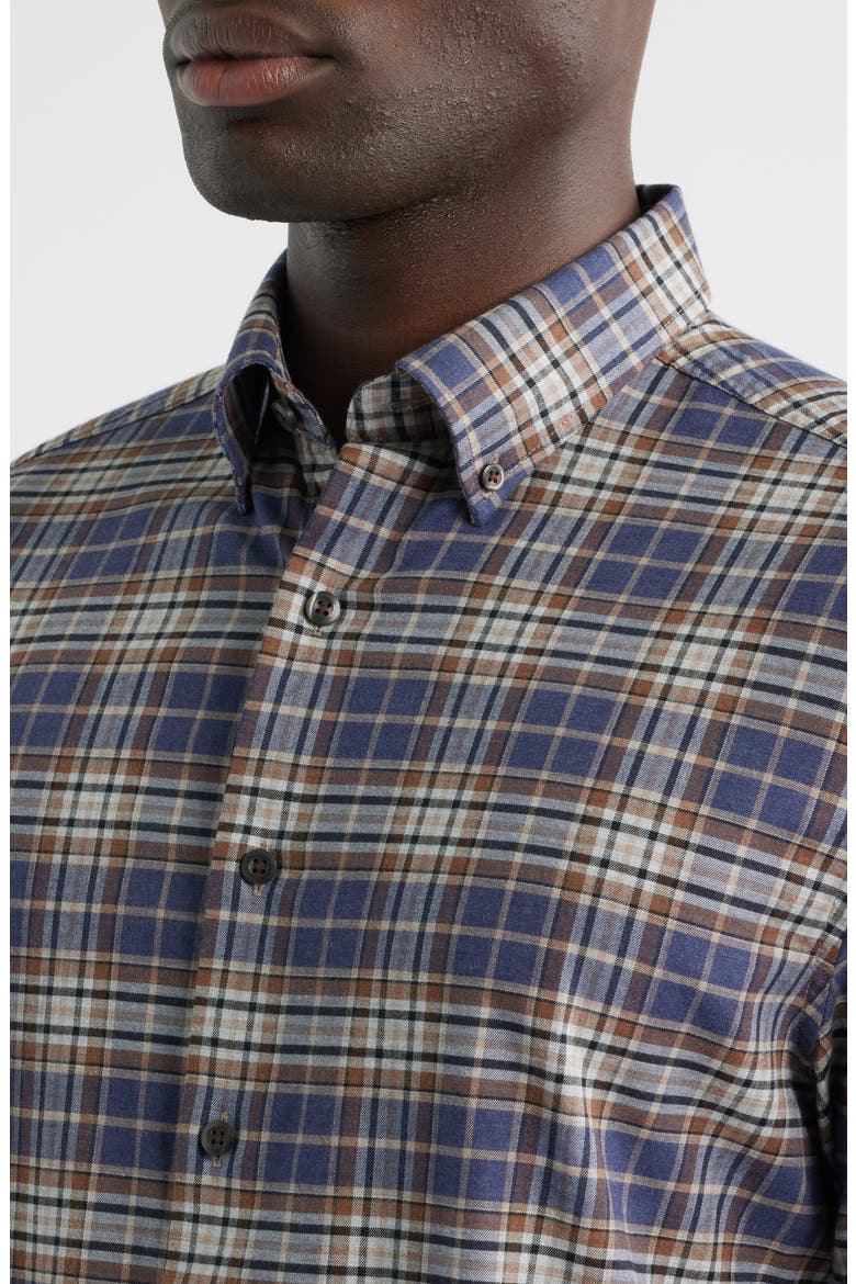 Kamper Plaid Cotton Blend Button-Down Shirt, Alternate, color, CHARCOAL