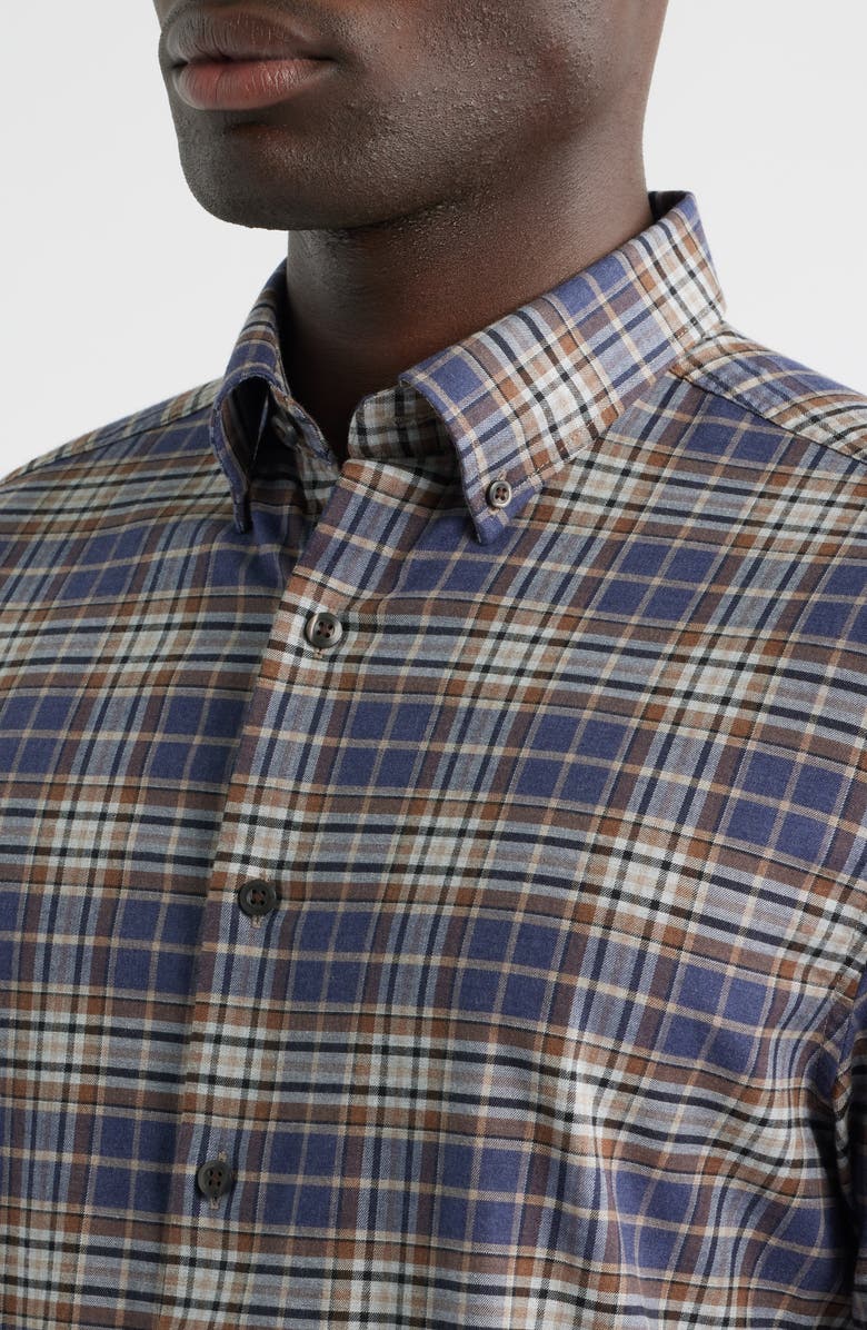 johnnie-O Kamper Plaid Cotton Blend Button-Down Shirt, Alternate, color, Charcoal
