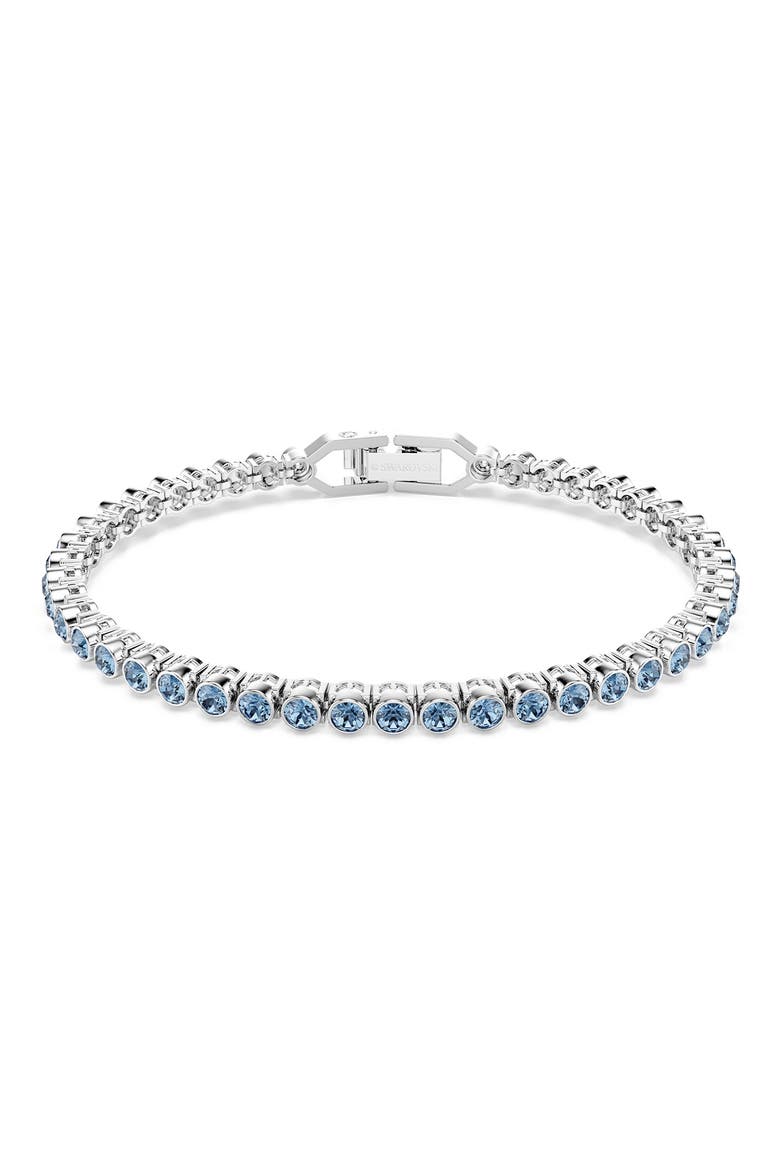 Imber Bezel Set Crystal Tennis Bracelet, Main, color, BLUE