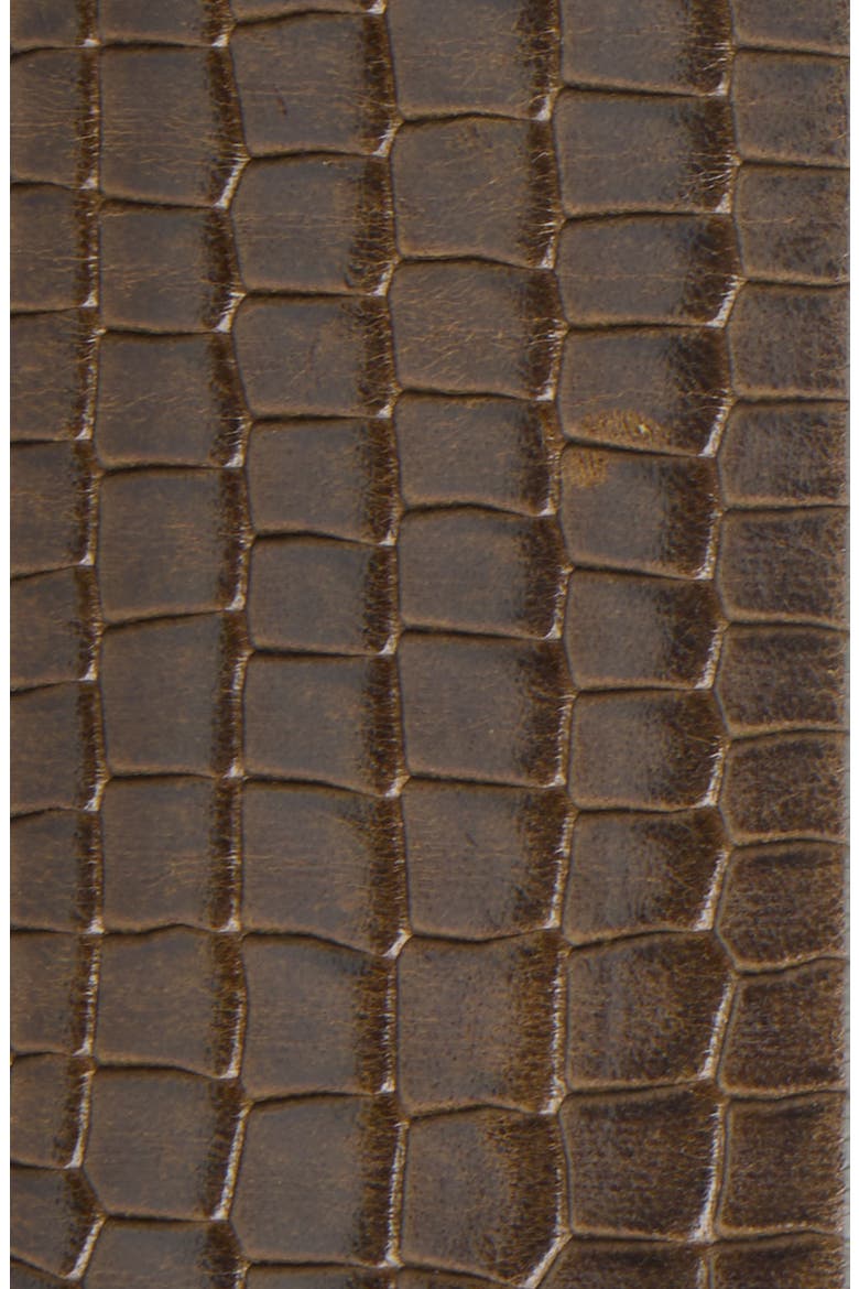Mirko Croc Embossed Leather Belt, Alternate, color, DARK KHAKI