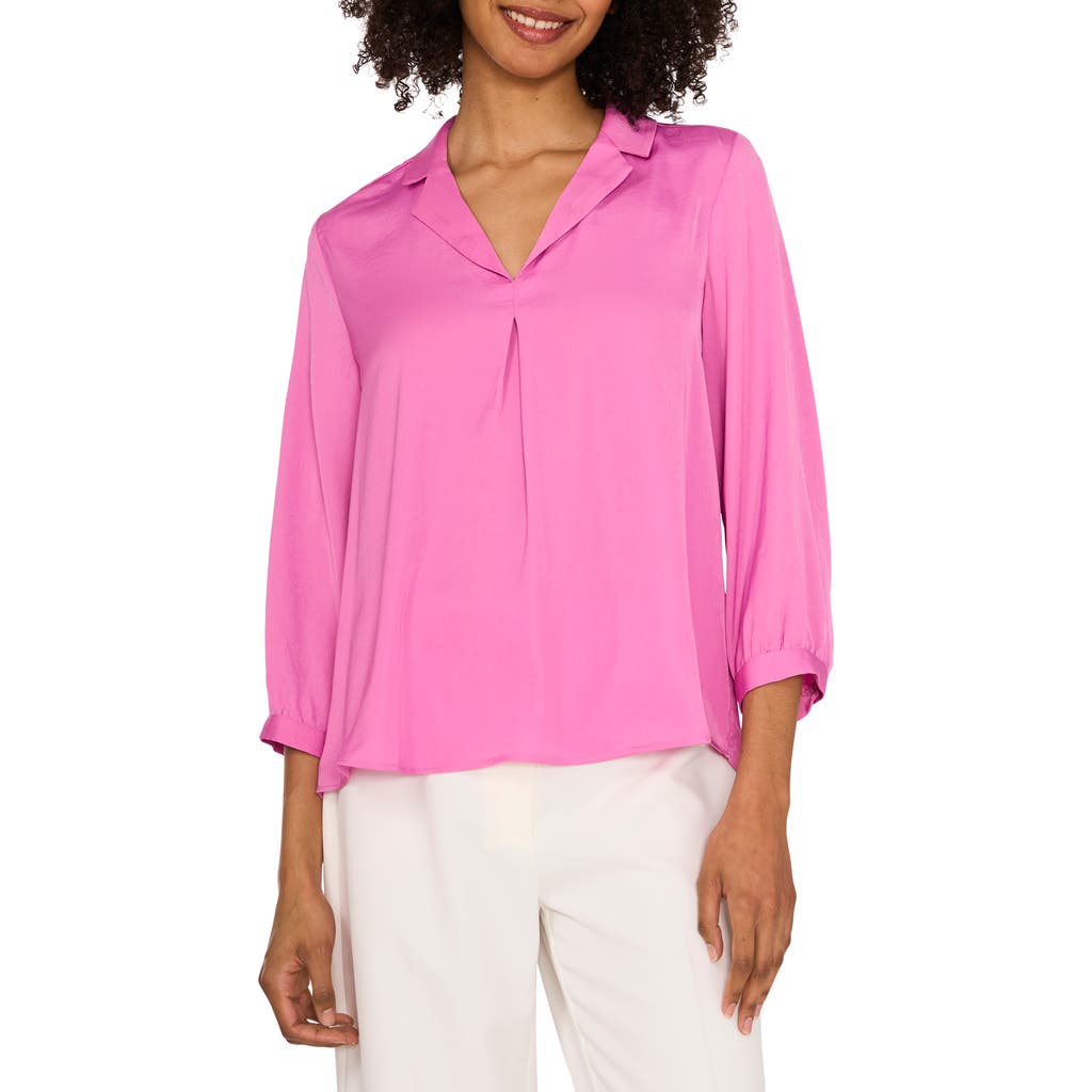 Shop Vince Camuto Pleat Front Satin Shirt In Violet Blush