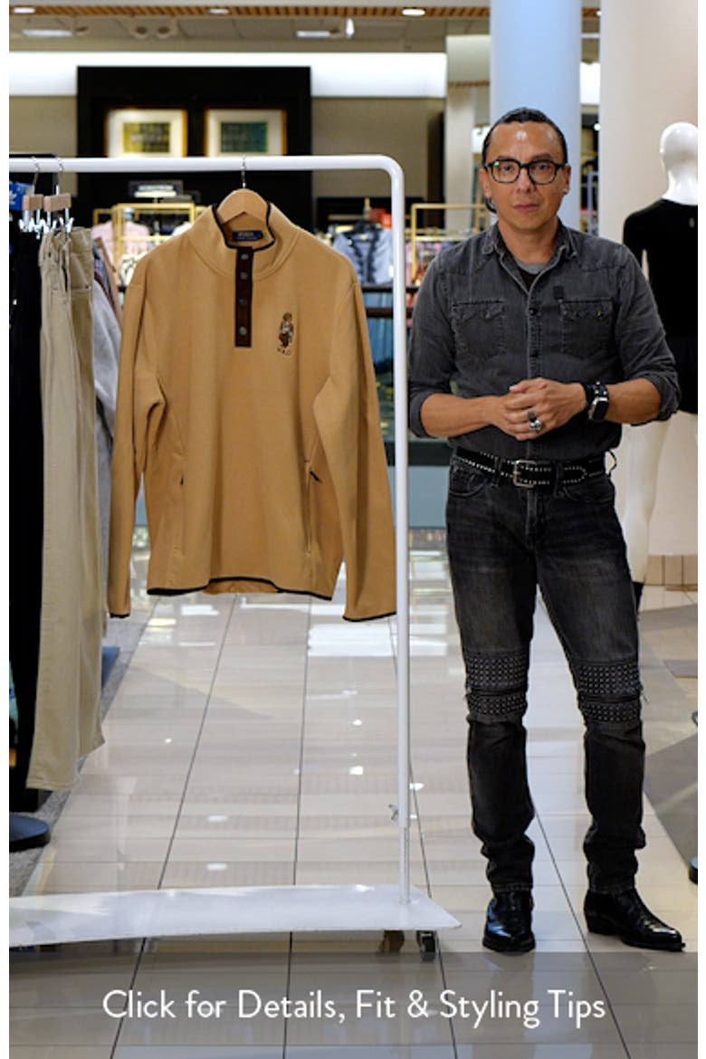 Polo Ralph Lauren ベージュ トレーナー 175/96A Polo Ralph Lauren Polo Bear Fleece Quarter Snap Pullover (Men