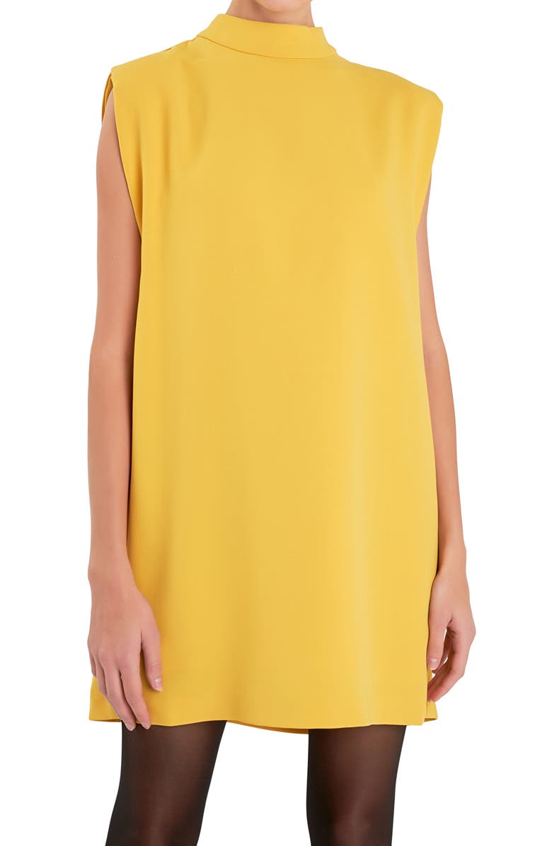 English Factory Mock Neck Sleeveless Shift Dress, Alternate, color, Yellow