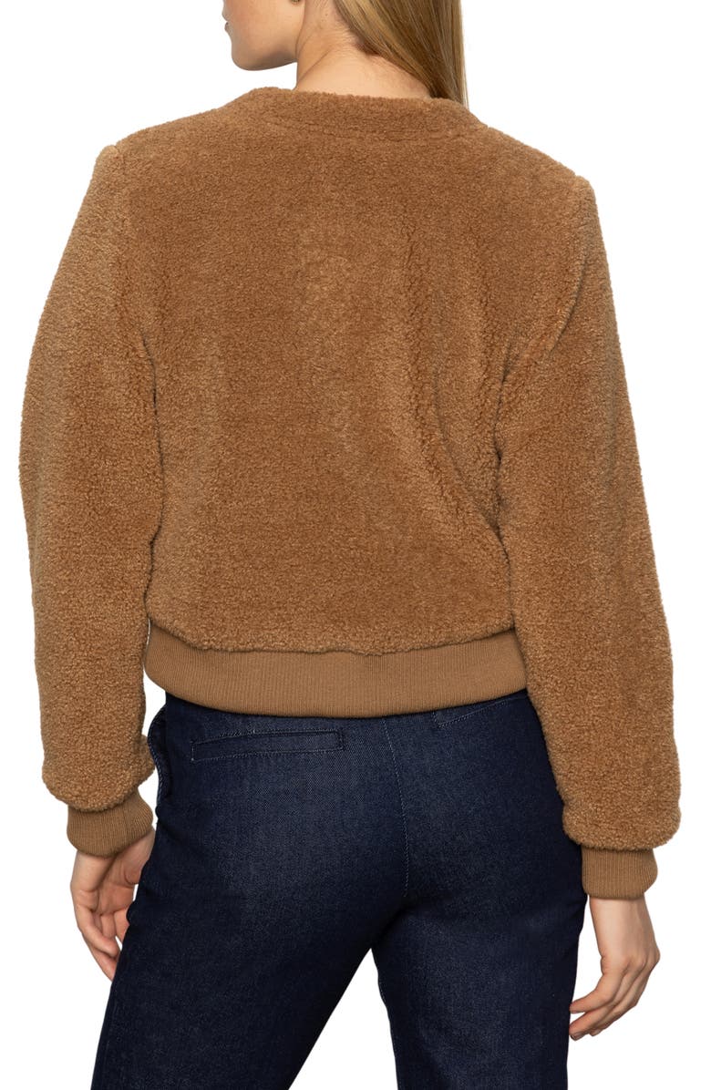 Sanctuary Faux Shearling Cardigan, Alternate, color, Bronze