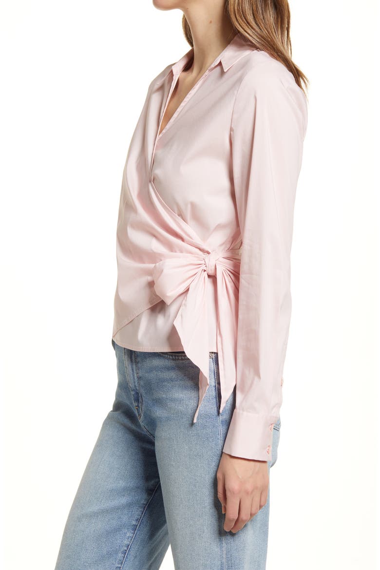Tie Side Poplin Shirt, Alternate, color, PINK CHALK