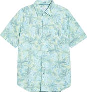 Tommy Bahama San Lucio Sea Shade IslandZone® Knit Short Sleeve Cotton Blend Button-Up Shirt