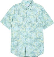 Tommy Bahama San Lucio Sea Shade IslandZone® Knit Short Sleeve Cotton Blend Button-Up Shirt