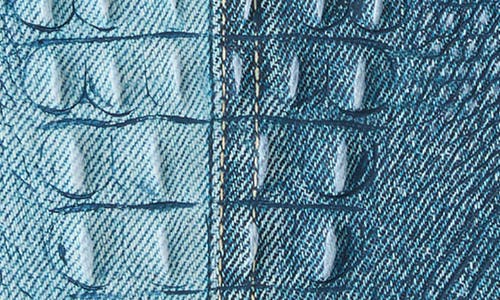 Brahmin Melora Croc Embossed Denim Look Leather Tote