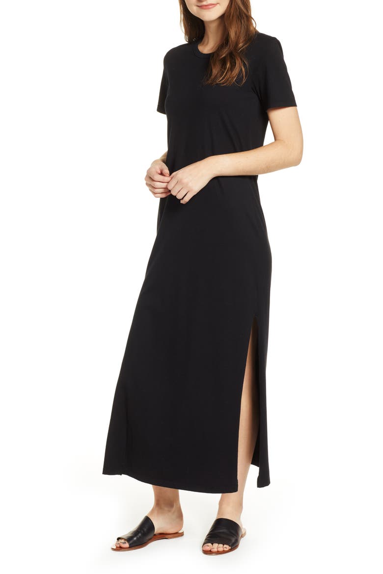 Alana Relaxed Maxi T-Shirt Dress, Main, color, TRUE BLACK