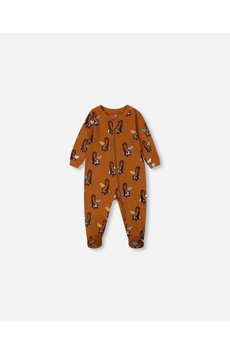 Deux par Deux Baby Boy's Printed Organic Cotton One-Piece Pajama Sloths On Tan Background, Main, color,
