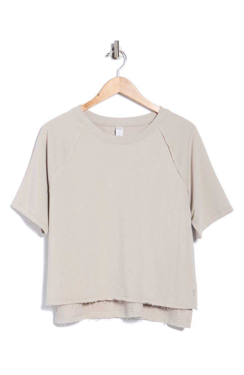 YOGALICIOUS Metro Sunday High Washed Terry Top, Alternate, color, Shadow Rock