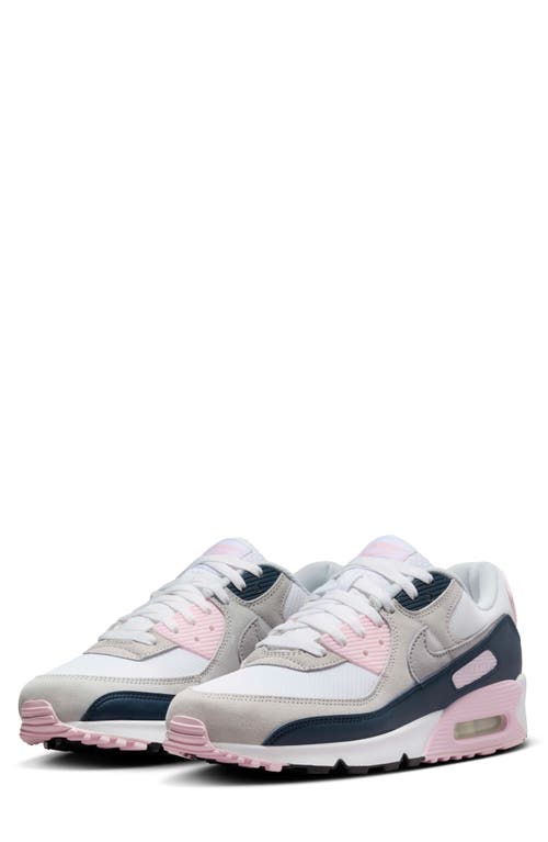 Nike Air Max 90 Sneaker In White/pink Foam/navy