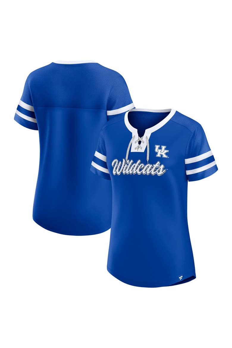 Women's Fanatics  Royal Kentucky Wildcats Iconic Athena Lace-Up T-Shirt, Main, color, Royal