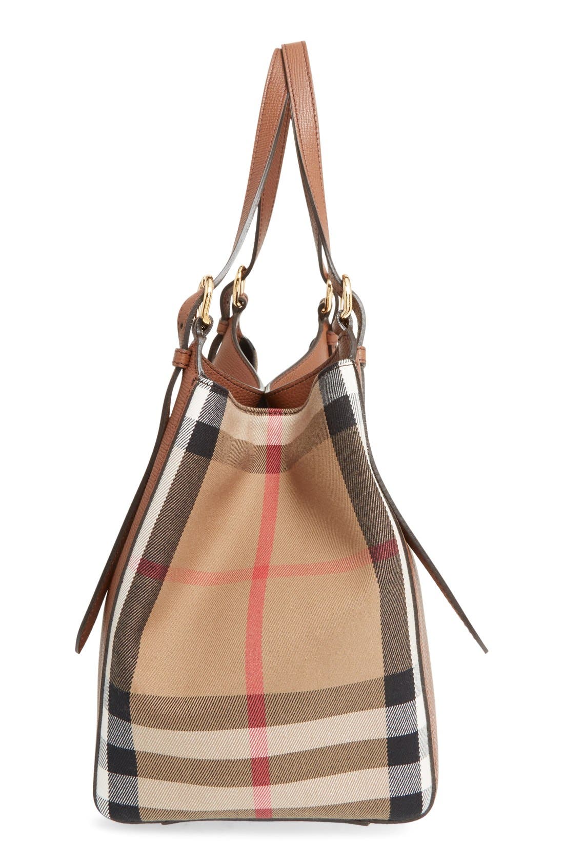 Burberry 'Canterbury' House Check & Leather Tote, Alternate, color, 
