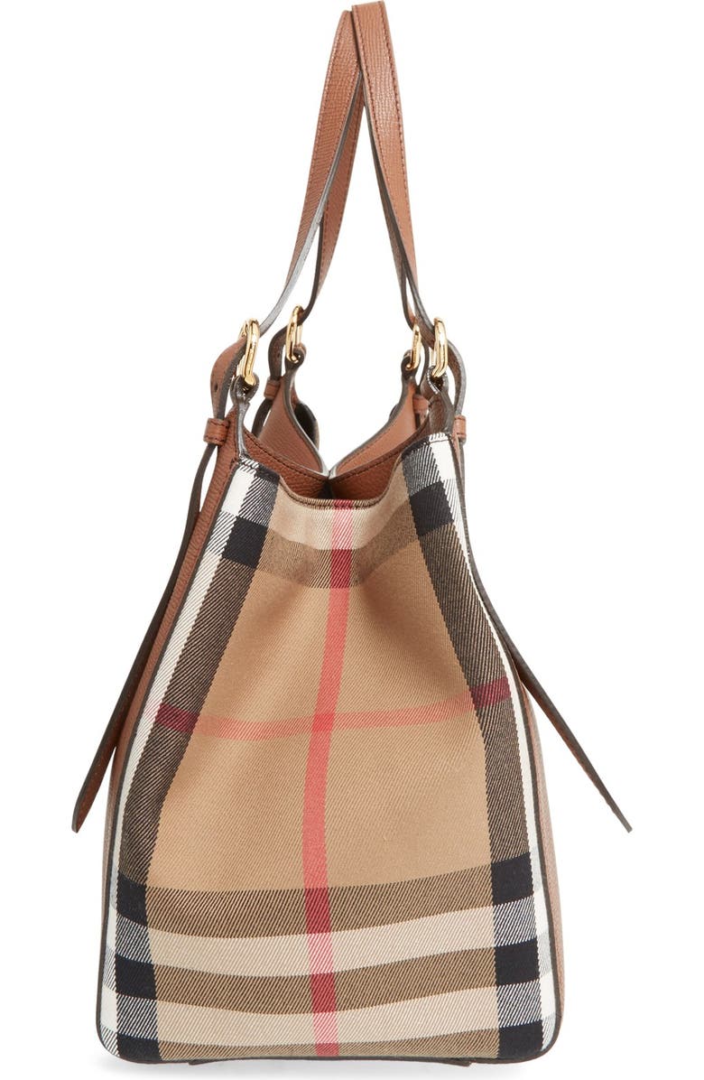Burberry 'Canterbury' House Check & Leather Tote, Alternate, color,